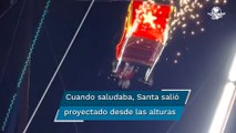 Santa Claus casi cae de su trineo volador en parque de Guanajuato