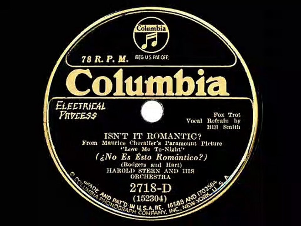 1932 Isn’t It Romantic - Harold Stern (Bill Smith, vocal)