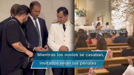 Descubren a invitados de boda viendo la final del Mundial durante misa