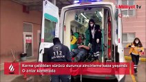 Korna çaldıkları sürücü durunca zincirleme kaza yaşandı: O anlar kamerada