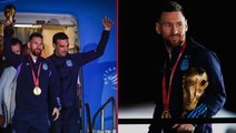 Arjantin, Dünya Kupası'nı evine getirdi! Uçaktan ilk inen Messi'den tarihi poz