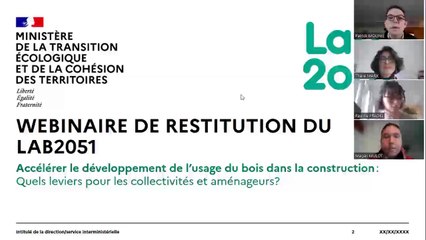 Webinaire de restitution du Lab2051 : Accélérer le développement de l’usage du bois dans la construction
