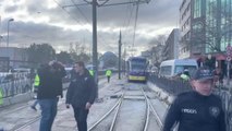 (DRON) Kabataş-Bağcılar tramvayı raydan çıktı