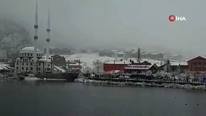 Uzungöl beyaz gelinliğini giydi! Kartpostallık görüntüler