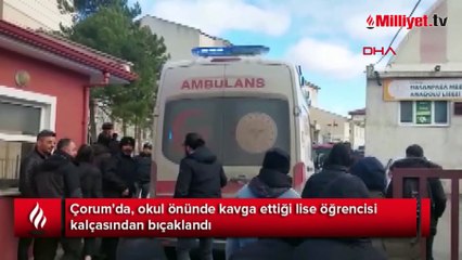 Lise öğrencisi okul önünde bıçaklandı