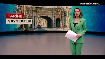 Tarihi köprüye sprey boyalı saldırı