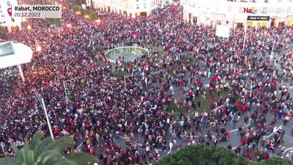 شاهد: استقبال شعبي كبير لأسود الأطلس في الرباط