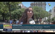 Fanáticos de la selección de Argentina se reúnen en el obelisco de Buenos Aires