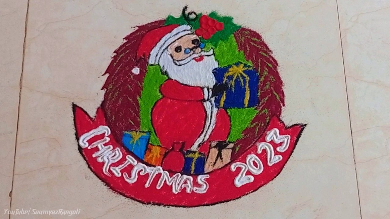 Christmas special rangoli designs easy for beginners - video ...