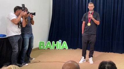 Palabras de Germán Pezzella durante el evento de reconocimiento al campeón del mundo en Bahía Blanca