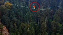 Must See! Watch Slacklining Daredevil Make His Way Across Epic Gap 300ft Off the Ground