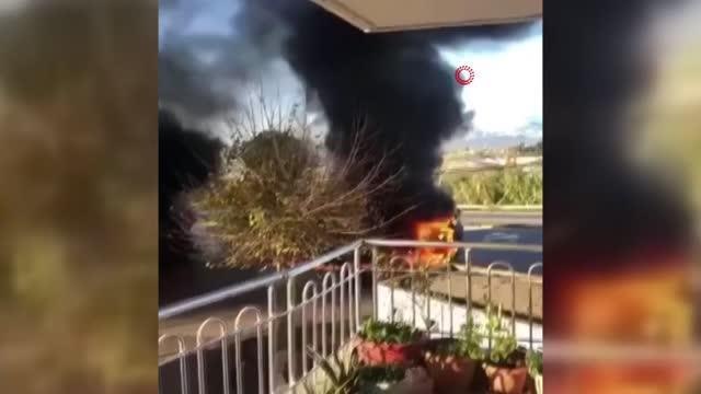 Seyir halindeki tır alev alev yandı, dumanlar gökyüzünü kapladı