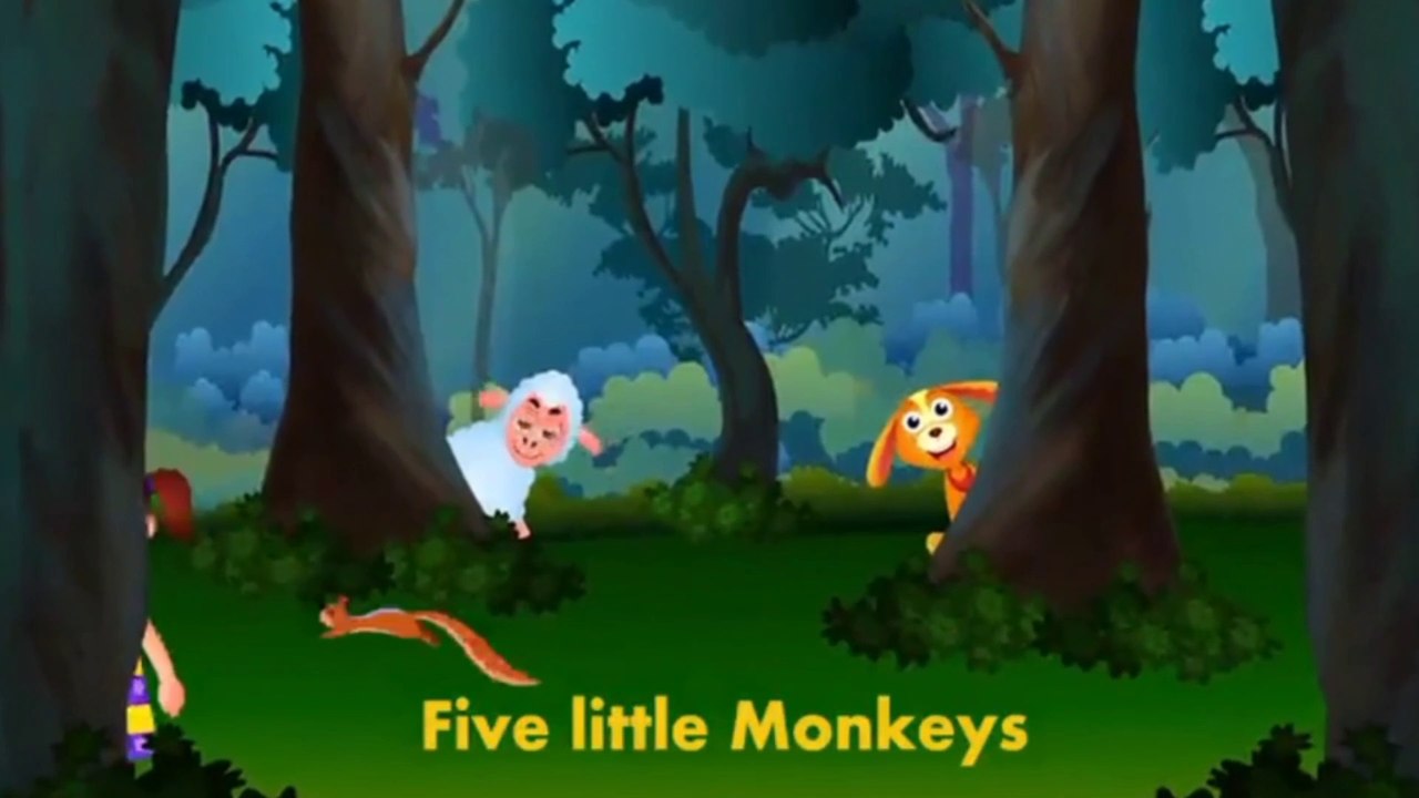five little monkeys poem || पांच छोटे बंदर कविता P kids Times TV