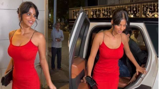 Suhana Khan Red Dress Look में The Archies Film Wrap Up Party में बिखेरे जलवे । *Entertainment