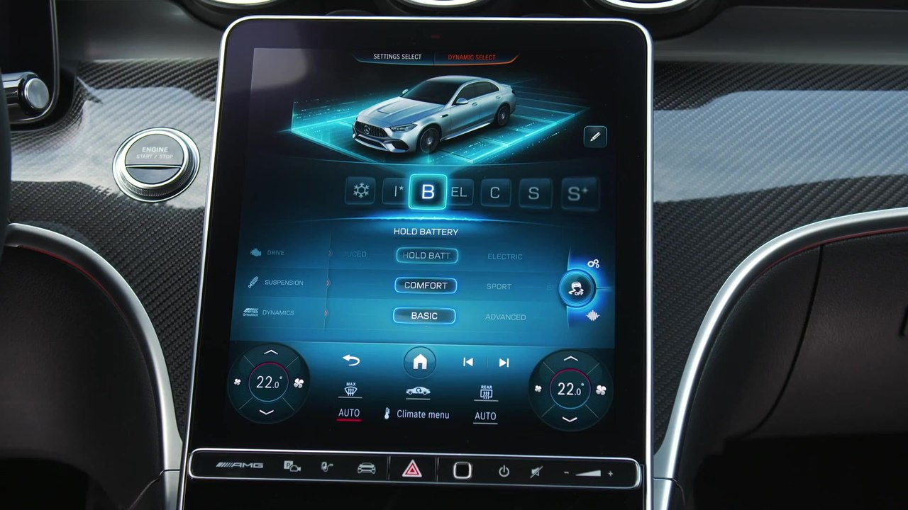 Der Mercedes-AMG C 63 S E PERFORMANCE - MBUX Multimedia-System mit Hybrid-spezifischen Anzeigen