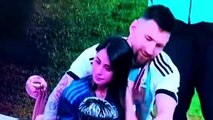 Messi's wife Antonela Roccuzzo is seen wiping her tears of joy