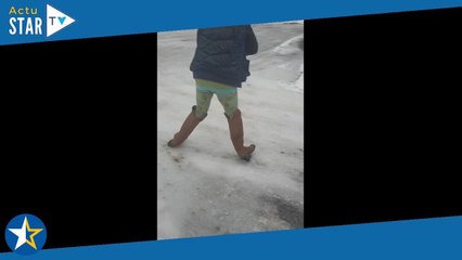 Elle tente de ne pas glisser sur le verglas et aggrave son cas