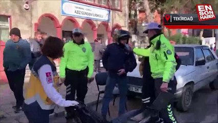 Tekirdağ'da moto kurye yaya geçidindeki çocuğa çarptı