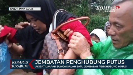 Akibat Luapan Sungai Salah Satu Jembatan Penghubung Di Garut Putus