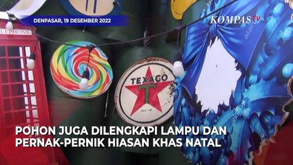 Unik! Pohon Natal Terbuat dari Drum dan Ban Bekas
