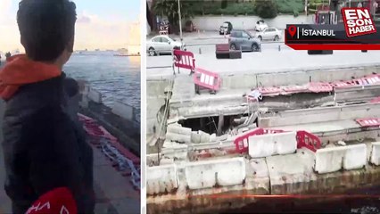 Üsküdar sahilinde korkutan çökme