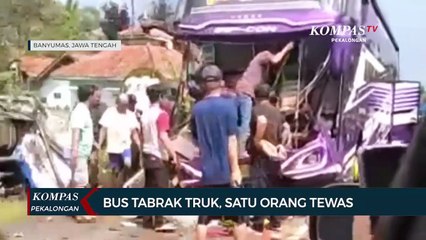 Bus Tabrak Truk, Satu Orang Tewas