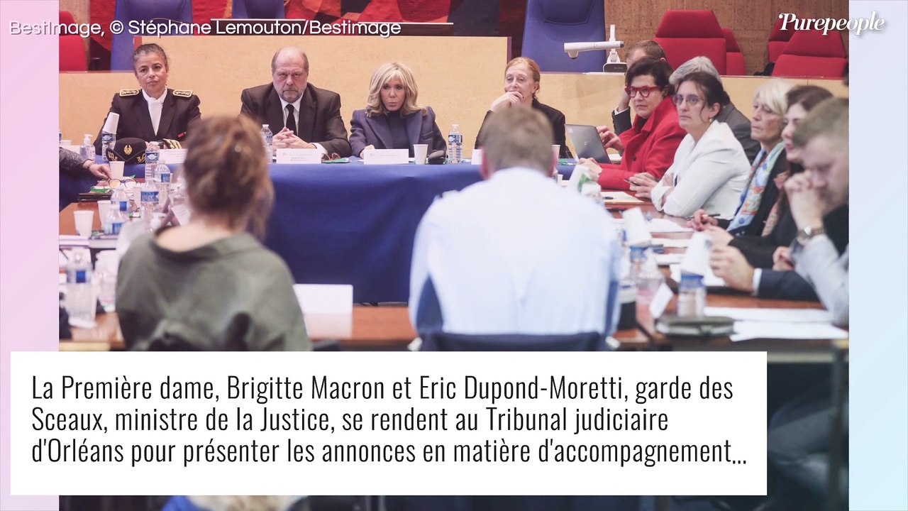 Brigitte Macron élégante et sérieuse avec ses lunettes : entourée de chiens au tribunal, elle rayonne