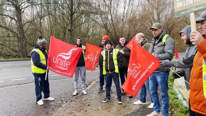 Greene King workers in Bury St Edmunds strike