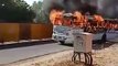 Burning Bus : बस फूंकी, बिना चालक चलने लगी आग से घिरी बस