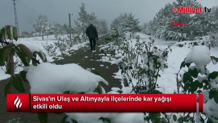 Hayvanlarıyla kar yağışına yakalanan çoban o anları kaydetti