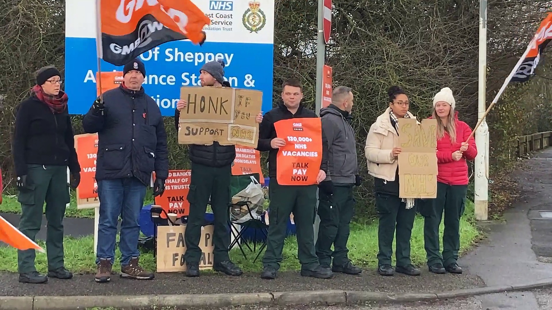 GMB reps talking on the picket lines in Kent