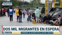 Soportando el frío, migrantes aguardan para cruzar a EU por Tamaulipas