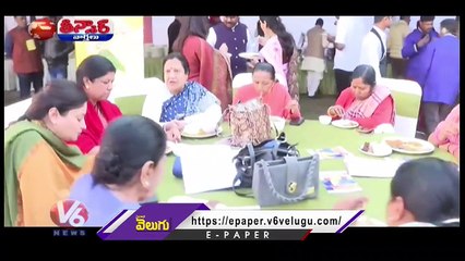 PM Modi Shares Millet Lunch With Congress Chief mallikarjun Kharge _ V6 Teenmaar