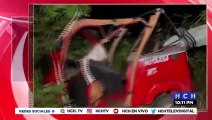 ¡Pudo ser tragedia! Fuerte accidente vial deja cuatro personas heridas en Santa Cruz de Yojoa
