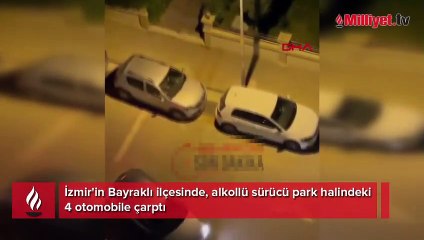 Alkollü sürücü park halindeki 4 otomobile çarptı