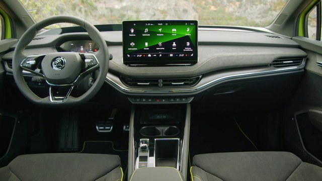 The new ŠKODA ENYAQ RS iV Interior Design in Mamba Green