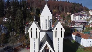 Predeal Church, Brasov, Romania. Biserica Sfintii Imparati Constantin si Elena din Predeal. 4K Video