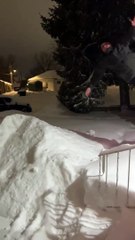 Leaping Into the Snow in Slow Motion