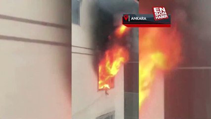 Ankara'da 6 katlı binada korkutan yangın