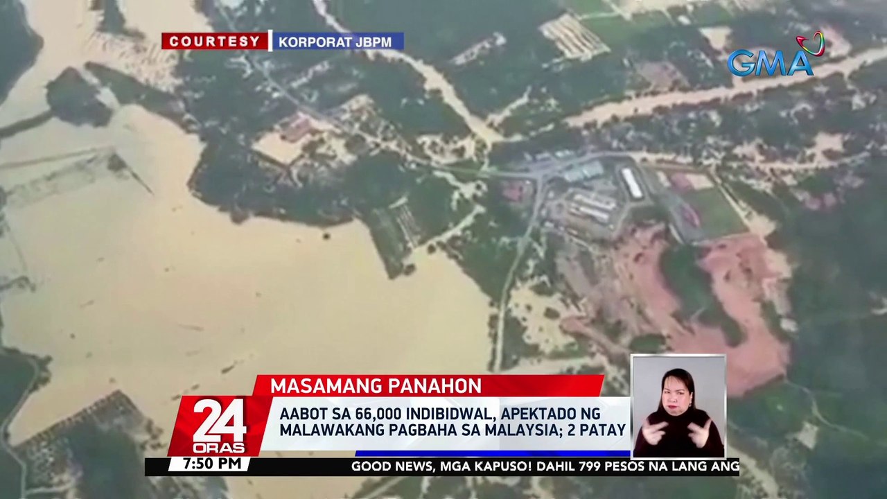 Aabot sa 66,000 indibidwal, apektado ng malawakang pagbaha sa Malaysia; 2 patay | 24 Oras