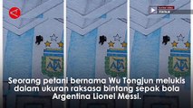 Petani China lukis potret raksasa Lionel Messi di atas salju