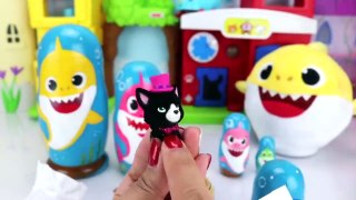 Pinkfong Baby Shark Bath Paint & Squirt Toy Surprises, Play Doh Lids and Nesting Dolls