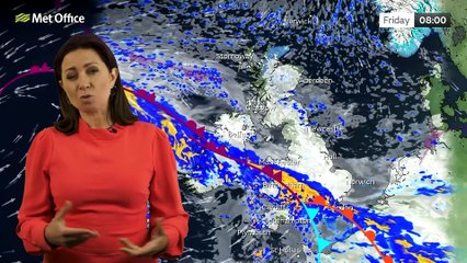 Met Office Evening Weather Forecast 22/12/22 - Rain band moving north
