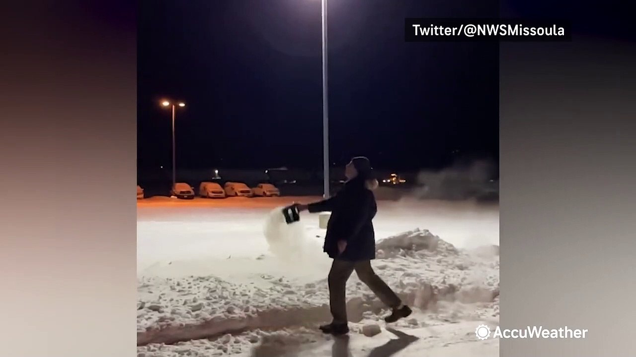 Water rapidly condenses into clouds in frigid air