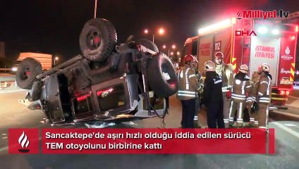 Sancaktepe'de trafik kazası! TEM otoyolunu birbirine kattı!