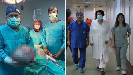 Karnından 7,5 kilo kitle çıktı!