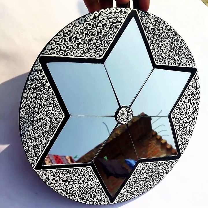 Star Mirror Art ,hanmade art ,clay art design, indian art ,kutch art ,mud art, mirror art