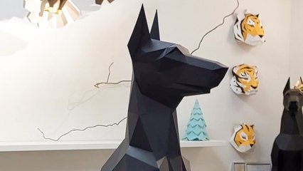 Craftswoman makes an OUT-SHEET-ANDING sculpture of a Doberman *Paper Craft Prowess*