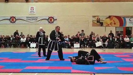 Black belts Hilary Groves (85) and Chris Johnson (76), from Boston, Lincolnshire, at the WKSA UK Championships in Liverpool