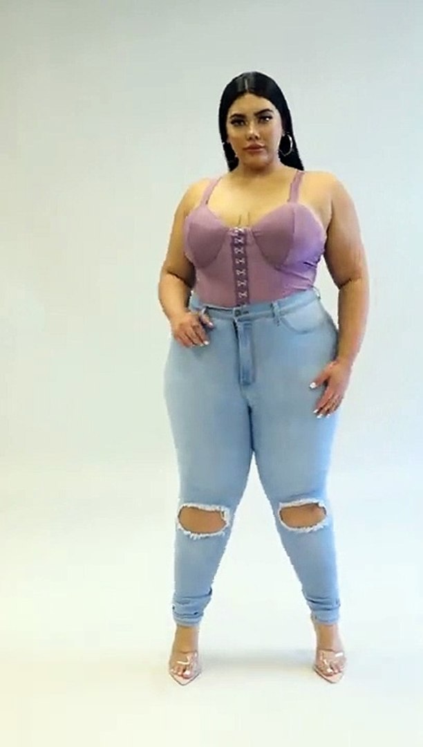 Plus size models lifestyle curvy woman in Taci Bodysuit.plus size